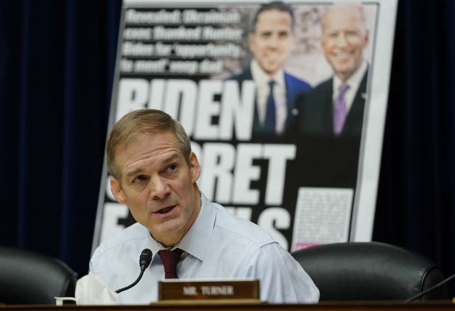 FILE - House Judiciary Committee Chair Jim Jordan, R-Ohio, speaks during a House Committee on Oversight and Accountability hearing on Capitol Hill, Feb. 8, 2023, in Washington. House Republicans are launching far-reaching investigations as part of their oversight agenda of the Biden administration. "We have a constitutional duty to do oversight," said Jordan.