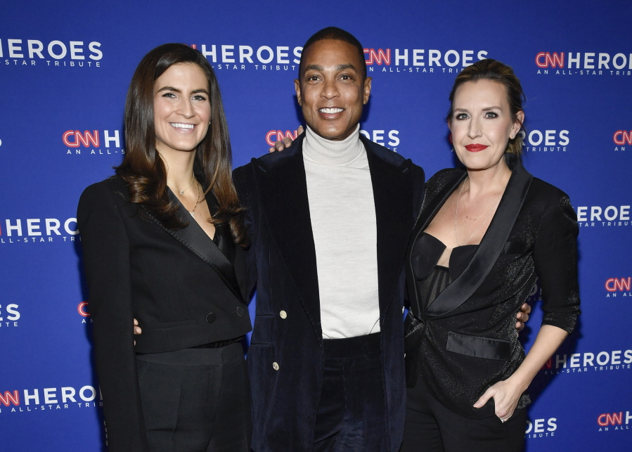 FILE - CNN anchors Kaitlan Collins, from left, Don Lemon and Poppy Harlow appear at the 16th annual CNN Heroes All-Star Tribute on Dec. 11, 2022, in New York.