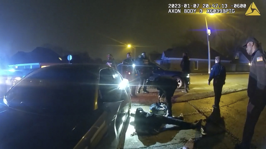 The image from video released on Jan. 27, 2023, by the City of Memphis, shows Tyre Nichols being treated by paramedics after a brutal attack by five Memphis police officers on Jan. 7, 2023, in Memphis, Tenn. Nichols died on Jan. 10. The five officers have since been fired and charged with second-degree murder and other offenses.