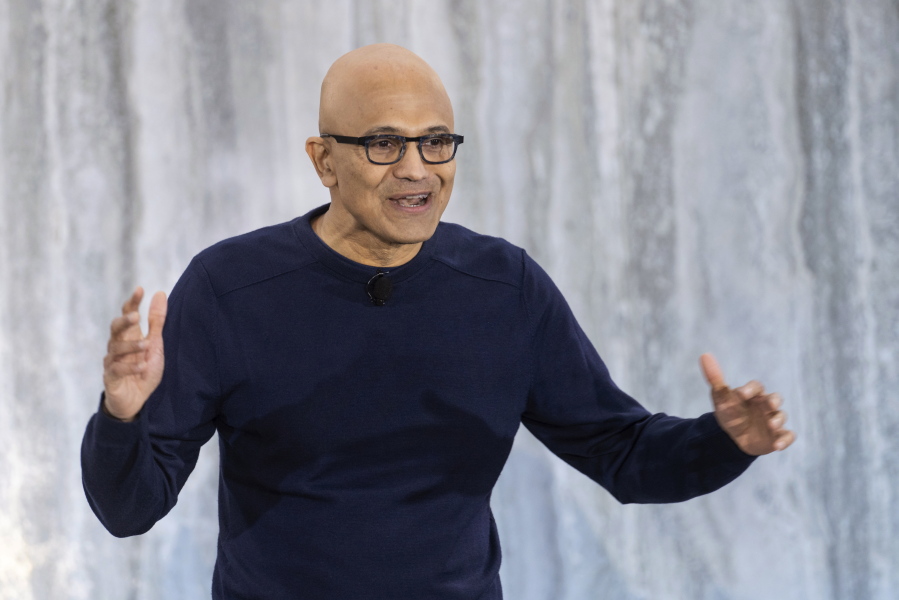 Yusuf Mehdi, Microsoft Corporate Vice President of Search demonstrates the integration of the Bing search engine and Edge browser with OpenAI on Tuesday, Feb. 7, 2023, in Redmond, Wash.