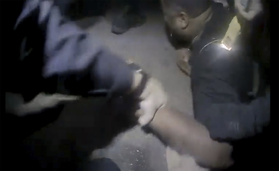 This screengrabs shows the arrest in Raleigh, N.C. of Darryl Tyree Williams,  who died after being stunned repeatedly with stun guns on Jan. 17, 2023.  Williams, 32, died at a hospital after being confronted and handcuffed by officers in a south east Raleigh neighborhood early Jan. 17, according to the report by Police Chief Estella Patterson.