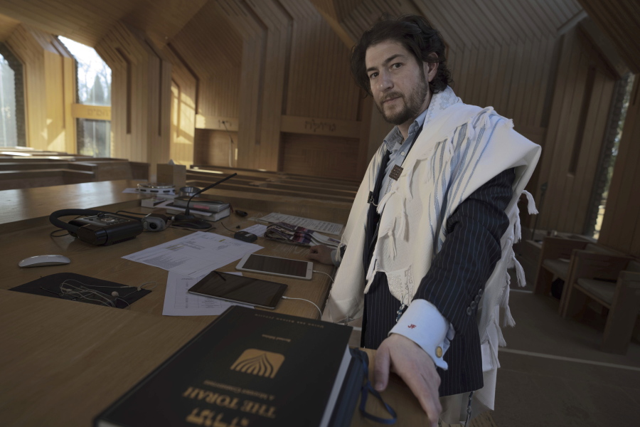 Rabbi Joshua Franklin stands Feb. 10 inside the sanctuary at the Jewish Center of the Hamptons in East Hampton, N.Y.