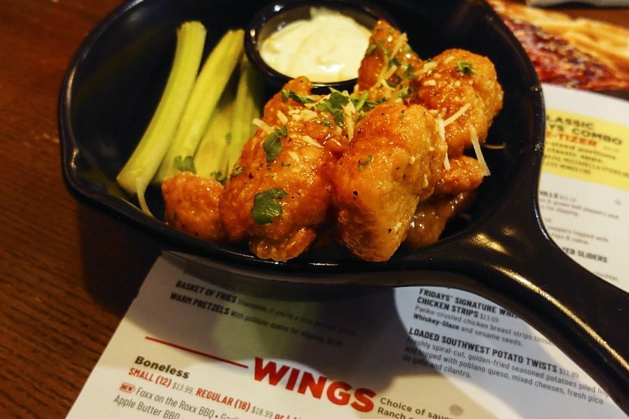 An order of "boneless chicken wings" is shown at a restaurant in Willow Grove, Pa., Wednesday, Feb. 8, 2023. With the Super Bowl at hand, behold the cheerful untruth that has been perpetrated upon (and generally with the blessing of) the chicken-consuming citizens of the United States on menus across the land: a "boneless wing" that isn't a wing at all.