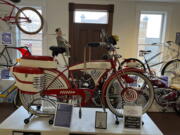 One of the modified 1953 Schwinn DXs used in the 1985 film "Pee-wee's Big Adventure," starring Paul Reubens as Pee-wee Herman, is displayed at the Bicycle Museum of America in New Bremen, Ohio.