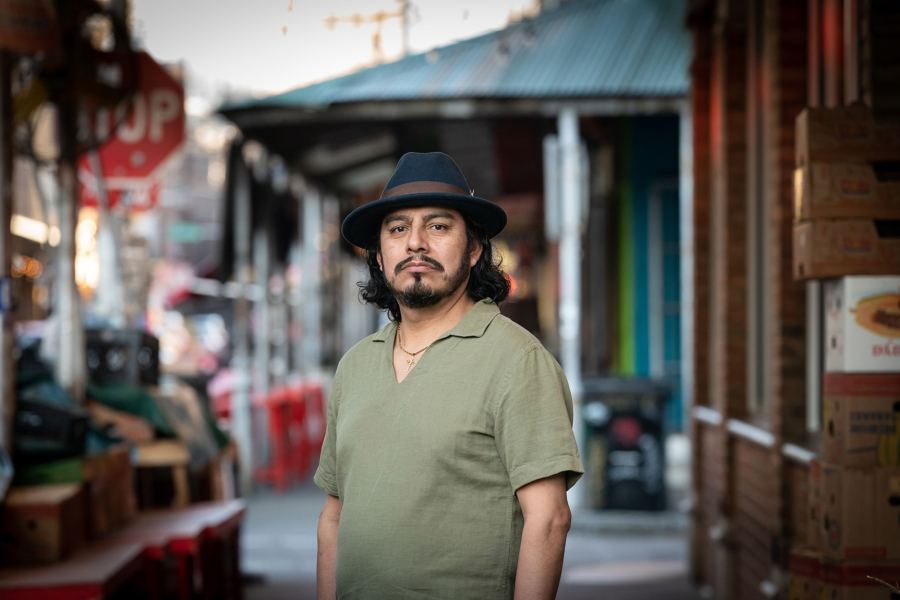 Marcos Tlacopilco, shown here in front of his restaurant Alma del Mar, in Philadelphia, Monday Jan. 30, 2023. Marcus Tlacopilco won a wage theft claim in court in 2018 but never got paid the full $10,000 he was owed from his former employer, who ran a construction business.