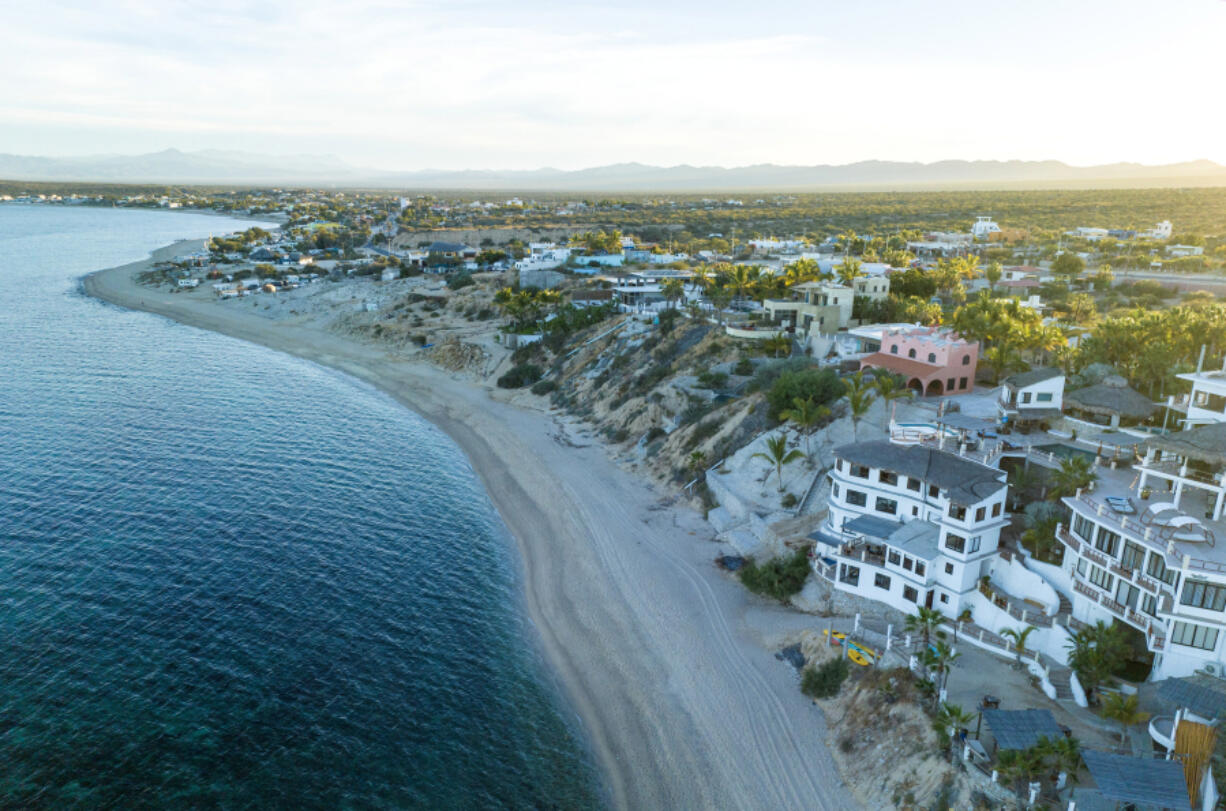 Luxury beachfront properties on Jan. 16, 2023, in La Ventana, Mexico. Many foreigners who were drawn to La Ventana by the wind in their youth are now retiring here to take advantage of the relatively low cost of living.