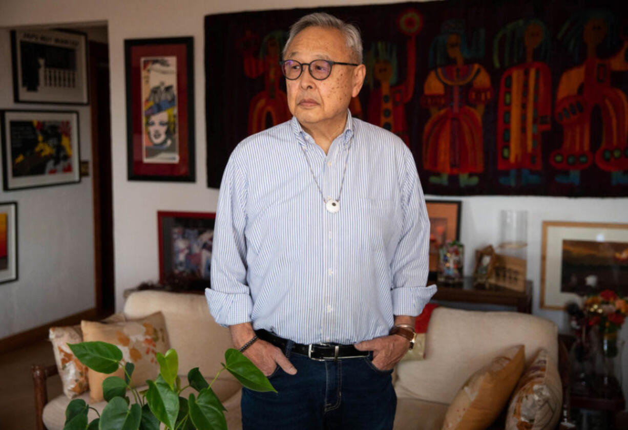 Larry Matsuda at his home in Beacon Hill on Tuesday, March 7, 2023. Matsuda was incarcerated at Minidoka, a WWII American concentration camp where people of Japanese ancestry were imprisoned.