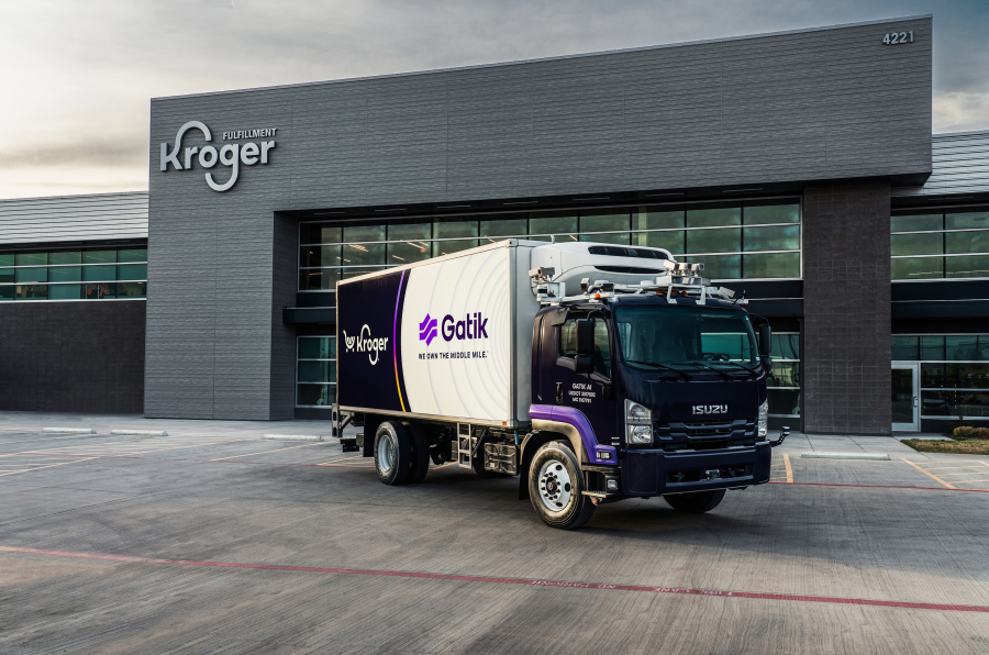 California-based autonomous trucking company Gatik will make multiple deliveries a day, seven days a week for Kroger from its fulfillment center in Dallas to its stores. The 20-foot refrigerated box trucks can make more frequent deliveries than large semi-trailers.