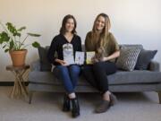 Slumberkins co-founders and CEOs Kelly Oriard, left, and Callie Christensen pause for a portrait at their downtown Vancouver office in December 2020.