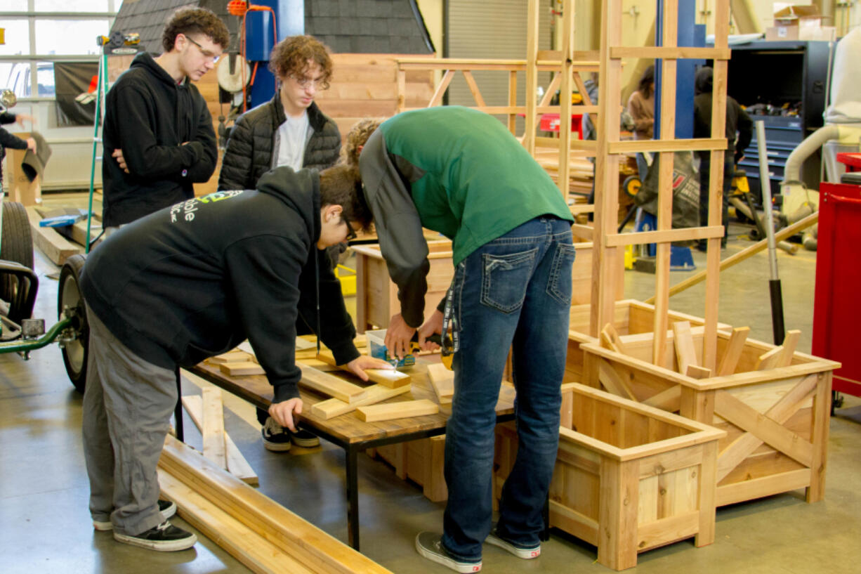 Woodland students taking Construction Trades at the high school built a student store for Yale Elementary School as well as a shed that will be sold to raise funds for the SkillsUSA club.