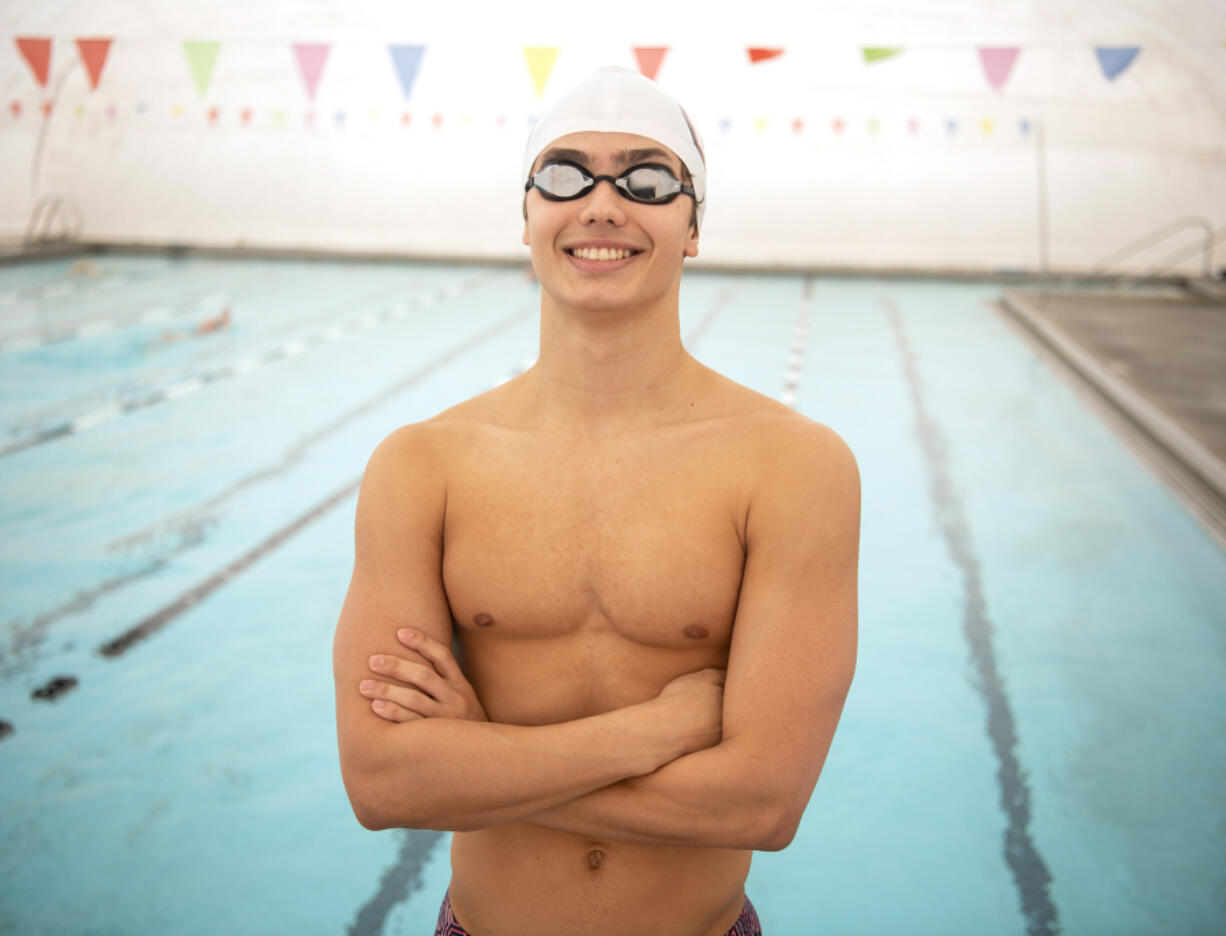 Union junior Sam Empey stands for a portrait Wednesday, March 15, 2023, at Cascade Athletic Club. Empey is The Columbian's All-Region swimmer of the year.