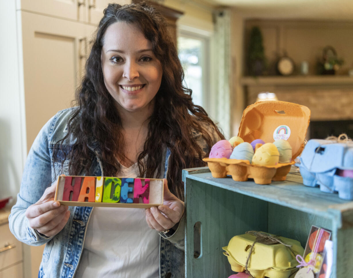 Molly Shotwell is the owner and artist behind Crayon Creations PDX, an online business in Brush Prairie that makes custom handmade creations using melted down recycled crayons.