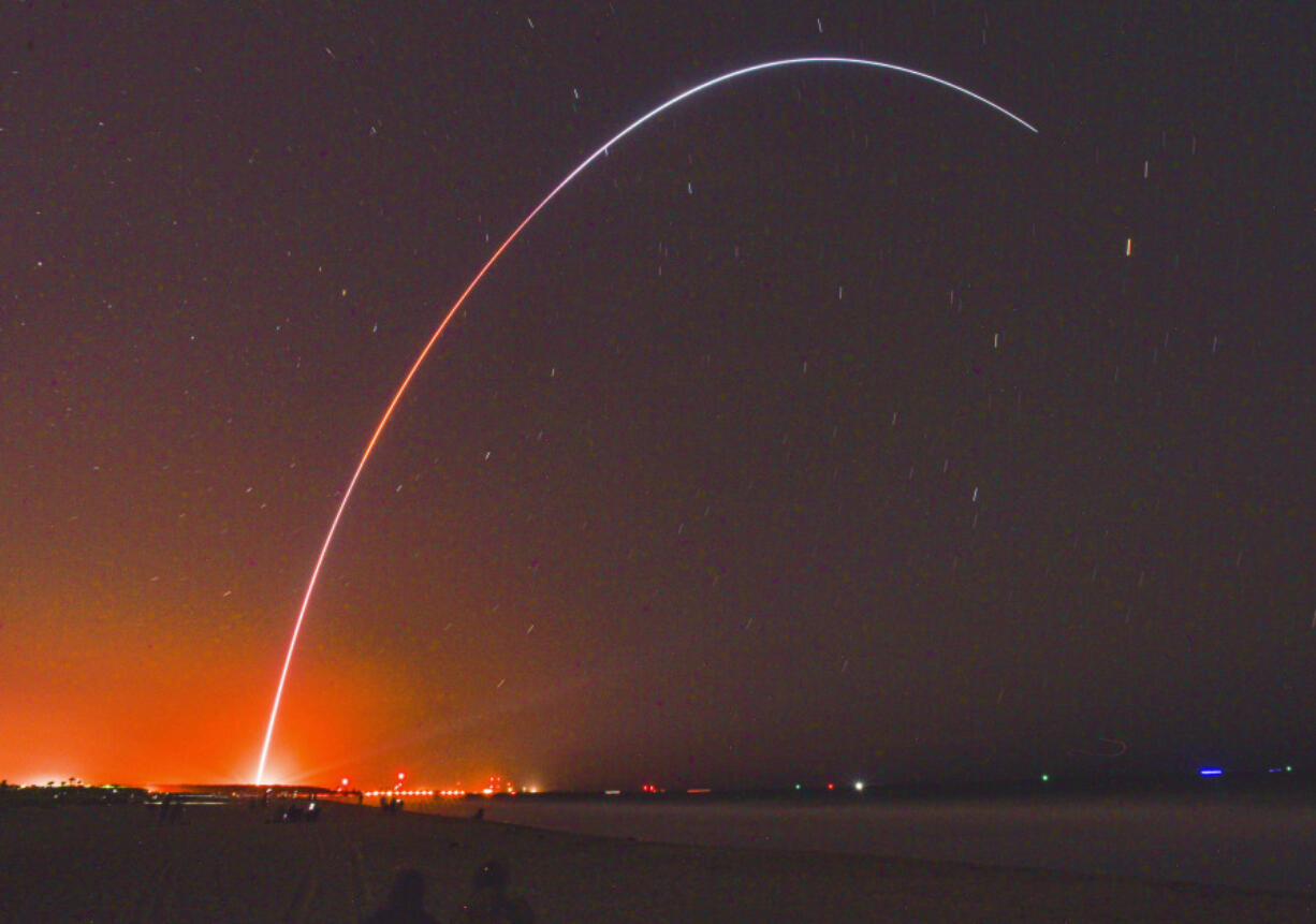 Relativity Space's Terran 1 rocket launches from Launch Complex 16 at Cape Canaveral Space Force Station, Fla., late Wednesday, March 22, 2023. The rocket is made almost entirely of 3D-printed parts.