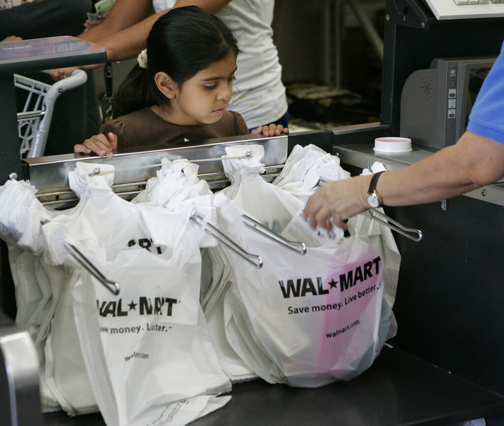 Walmart stores in Washington will go bagless in April, according to the company, to reduce waste.