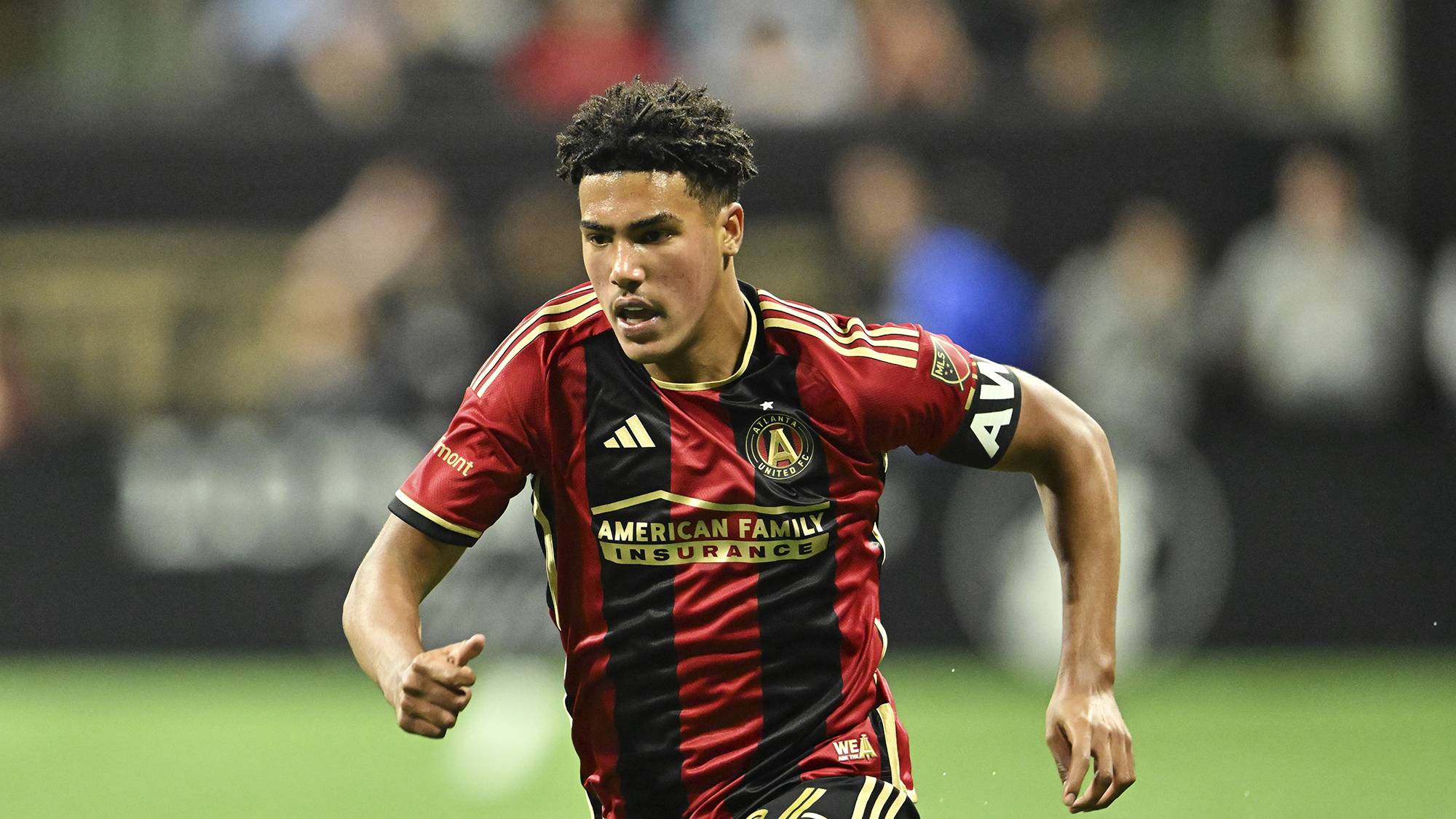 Atlanta United defender Caleb Wiley (26) scored a goal as the 18-year-old helped his team to a 5-1 win over the Portland Timbers on Saturday, March 18, 2023, at Atlanta.