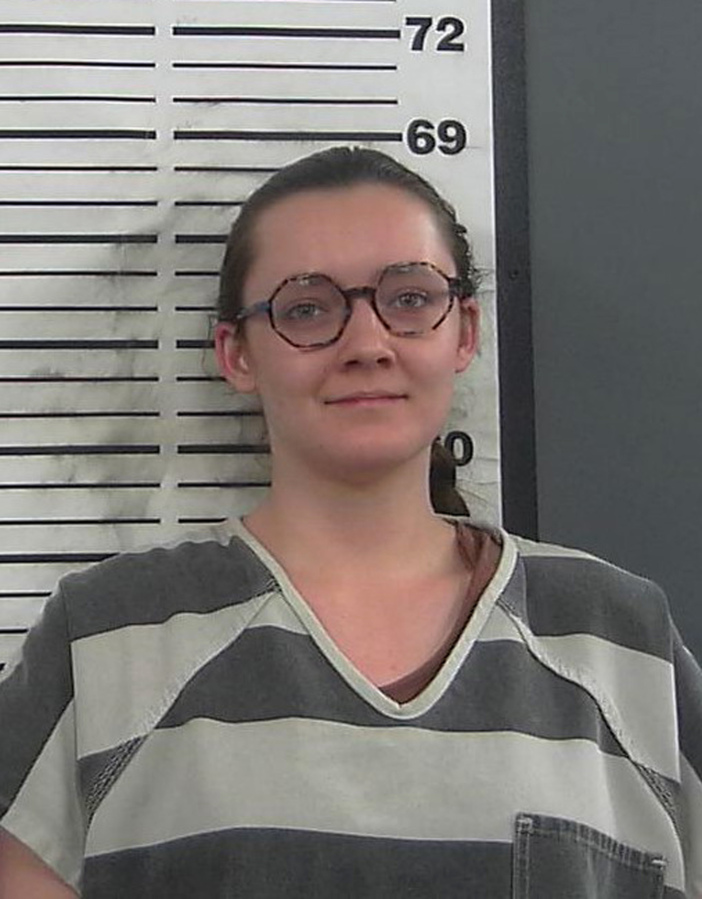 This booking photo provided by the Platte County Sheriff's Office shows Lorna Roxanne Green, Wednesday, March 23, 2023 in Wheatland, Wyo.  Green is charged with arson for allegedly setting fire to an abortion clinic under construction in Casper, Wyoming, on May 25, 2022. The fire heavily damaged the clinic, preventing it from opening as scheduled.