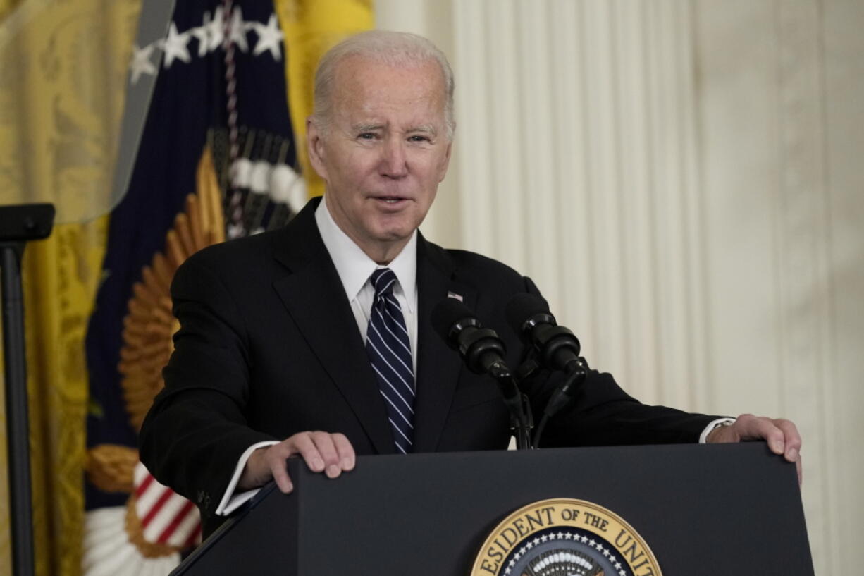 President Joe Biden talks about his nomination of Julie Su to serve as the Secretary of Labor during an event in the East Room of the White House in Washington, Wednesday, March 1, 2023.