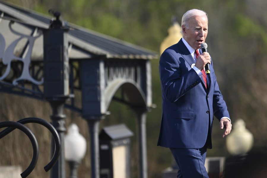 President Joe Biden speaks in Selma, Ala., Sunday, March 5, 2023, to commemorate the 58th anniversary of "Bloody Sunday," a landmark event of the civil rights movement.