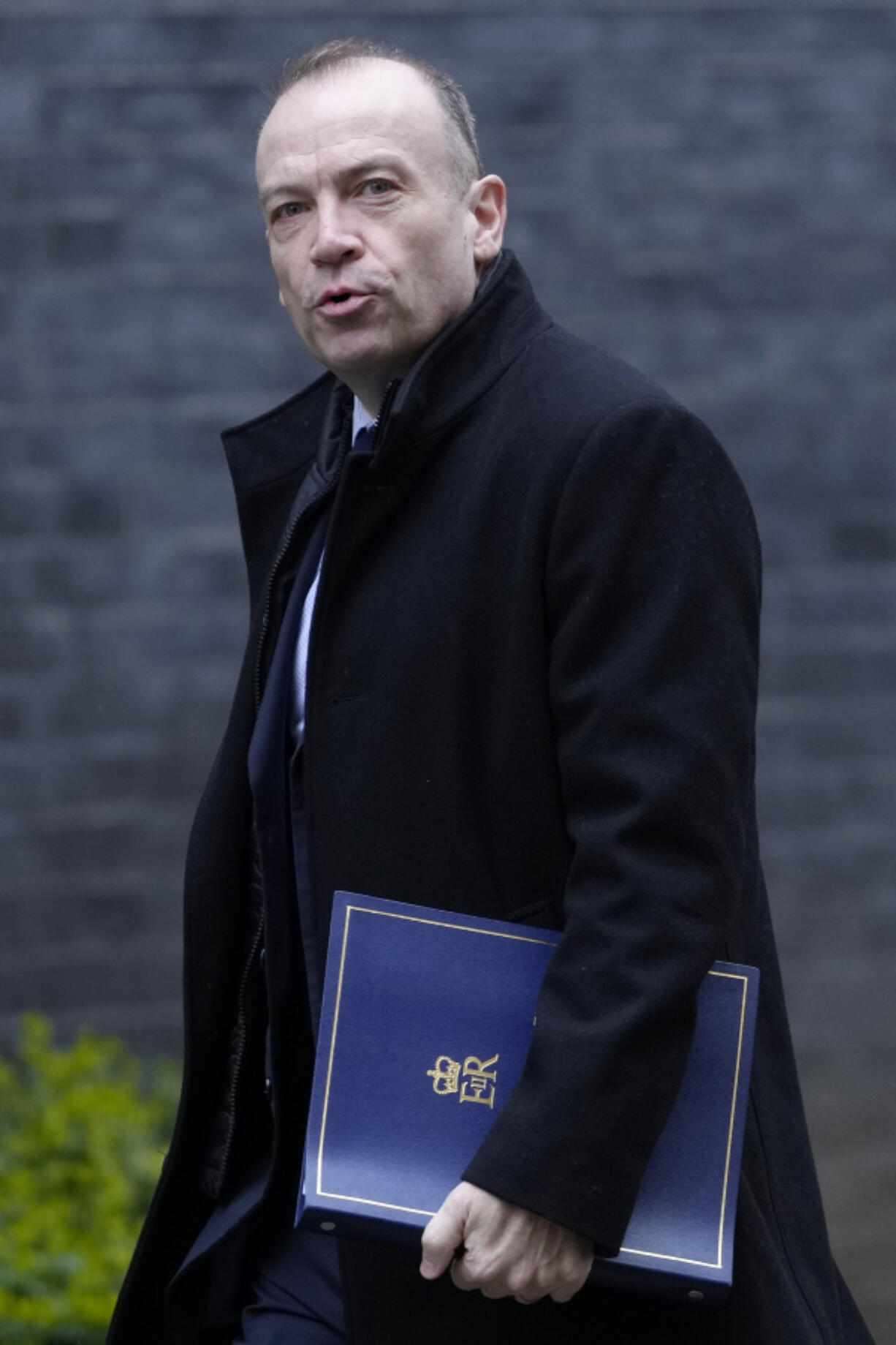 Secretary of State for Northern Ireland Chris Heaton-Harris arrives for a Cabinet meeting at 10 Downing Street in London, Tuesday, March 28, 2023.