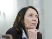 Sen. Maria Cantwell, D-Wash., listens during a Senate Commerce Committee hearing on Capitol Hill in February.