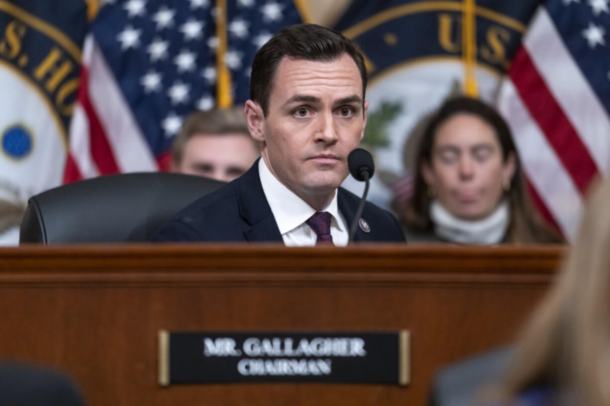 Chairman Mike Gallagher, R-Wis., leads a special House committee dedicated to countering China holds a hearing at the Capitol in Washington, Tuesday, Feb. 28, 2023. (AP Photo/J.