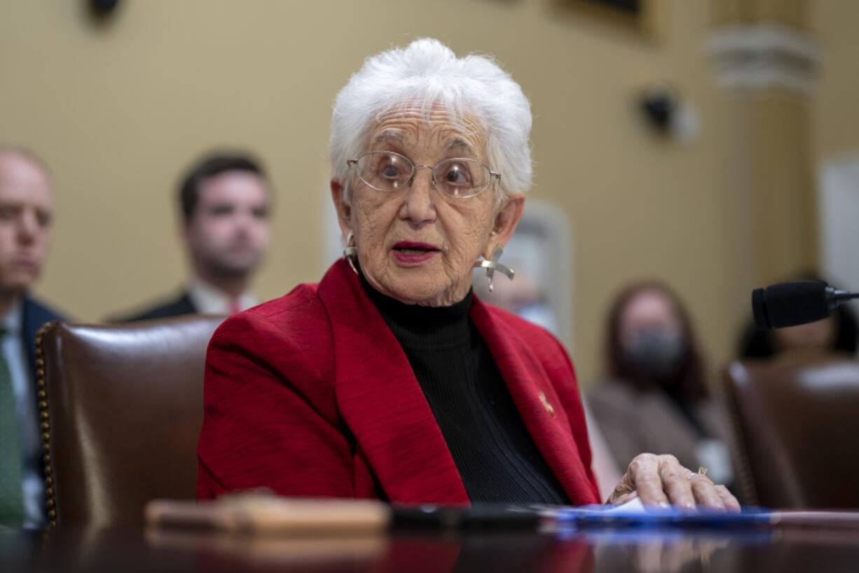 FILE - Rep. Virginia Foxx, R-N.C., chair of the House Education and the Workforce Committee, testifies before the House Rules Committee as Republicans advance the "Parents Bill of Rights Act," at the Capitol in Washington, Wednesday, March 22, 2023. (AP Photo/J.