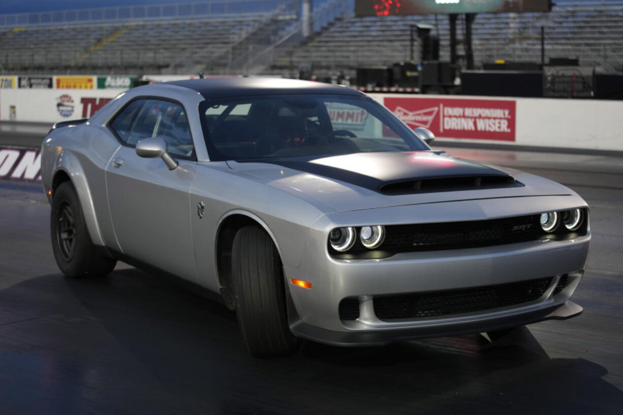The 2023 Challenger SRT Demon 170 is on display during an event to unveil the car Monday, March 20, 2023, in Las Vegas.