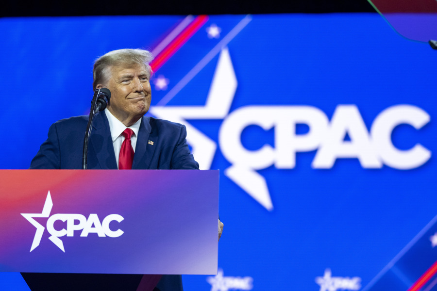 Former President Donald Trump speaks at the Conservative Political Action Conference, CPAC 2023, Saturday, March 4, 2023, at National Harbor in Oxon Hill, Md.
