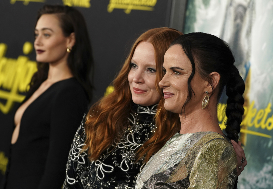 Lauren Ambrose, left, and Juliette Lewis arrive at the Season 2 premiere of "Yellowjackets," Wednesday, March 22, 2023, at TCL Chinese Theatre in Los Angeles.