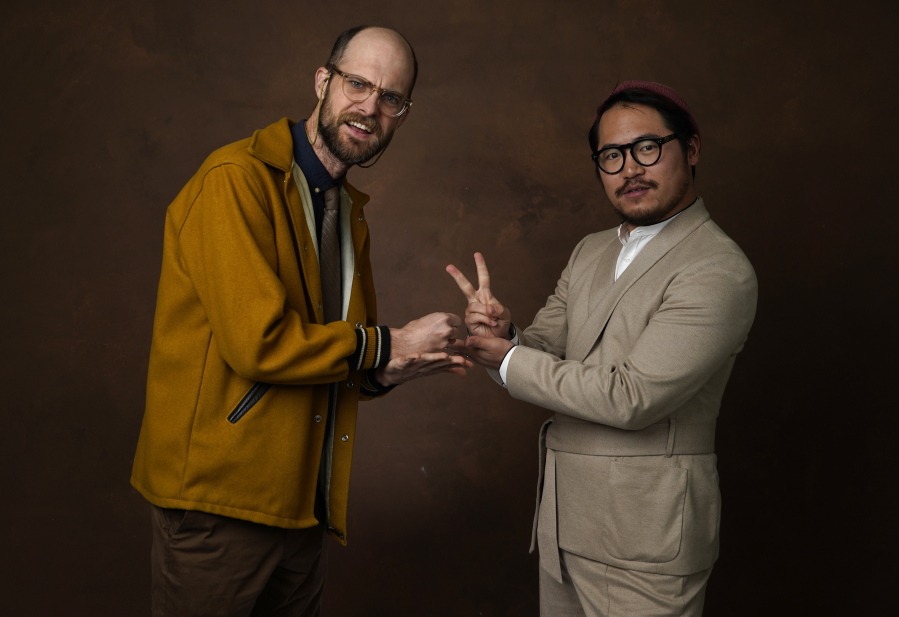 FILE - Daniel Scheinert, left, and Daniel Kwan, the directing duo known as the Daniels, pose for a portrait at the 95th Academy Awards Nominees Luncheon on Monday, Feb. 13, 2023, at the Beverly Hilton Hotel in Beverly Hills, Calif.