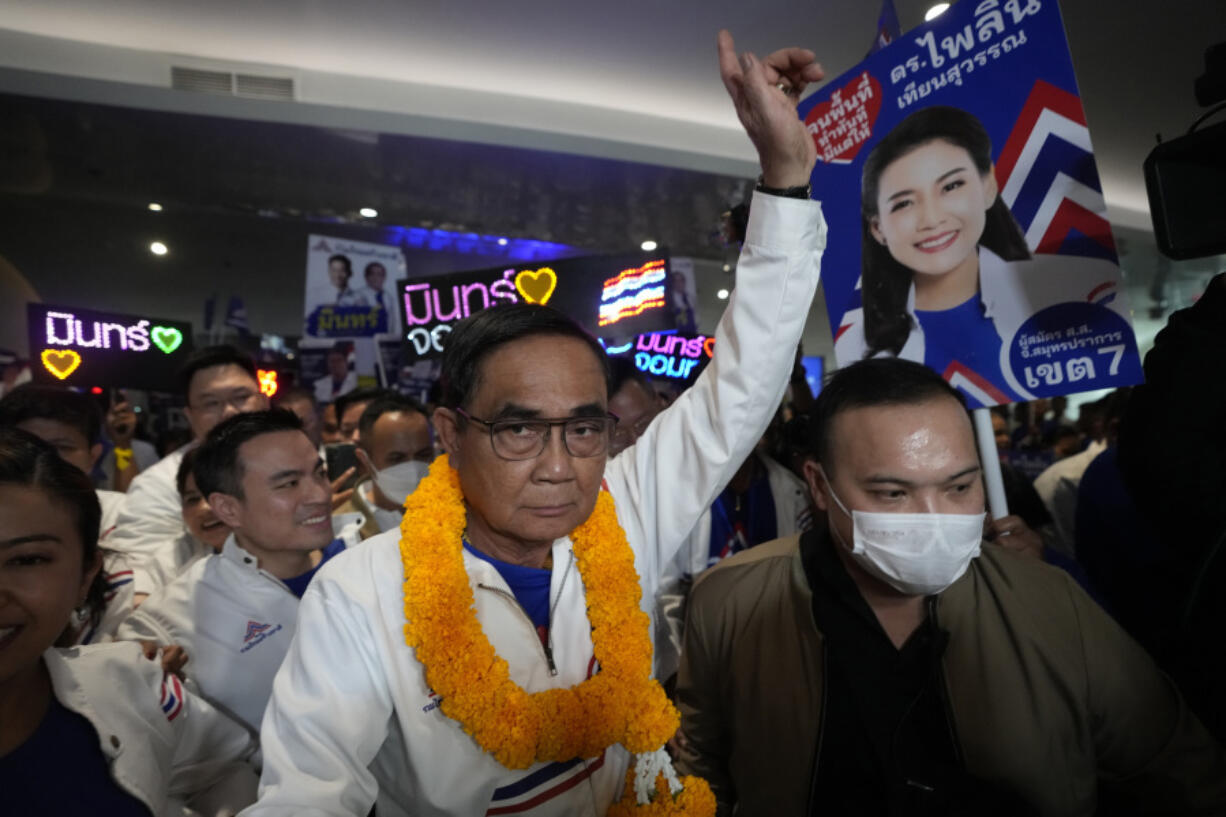 Thailand Prime Minister Prayuth Chan-ocha leaves after a general election campaign in Nonthaburi province, Thailand, Saturday, March 25, 2023. Prayuth was unveiled Saturday as the prime ministerial candidate of the United Thai Nations party he joined earlier this year.
