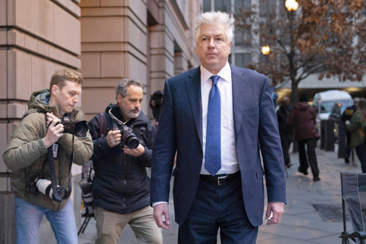 M. Evan Corcoran, an attorney for former President Donald Trump, arrives at federal court in Washington, Friday, March 24, 2023.