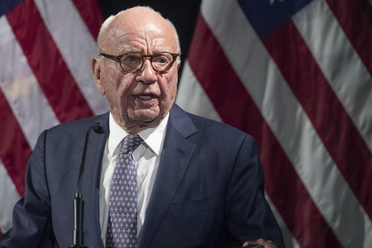 FILE - Rupert Murdoch introduces Secretary of State Mike Pompeo during the Herman Kahn Award Gala, Oct. 30, 2019, in New York. Murdoch, chairman of Fox Corp., acknowledged in a deposition that some Fox News commentators endorsed the false allegations by former President Donald Trump and his allies that the 2020 presidential election was stolen and that he did not step in to stop them from promoting the claims. The documents unsealed Monday, Feb. 27, 2023, are at the heart of a defamation lawsuit against the cable news giant by Dominion Voting Systems.
