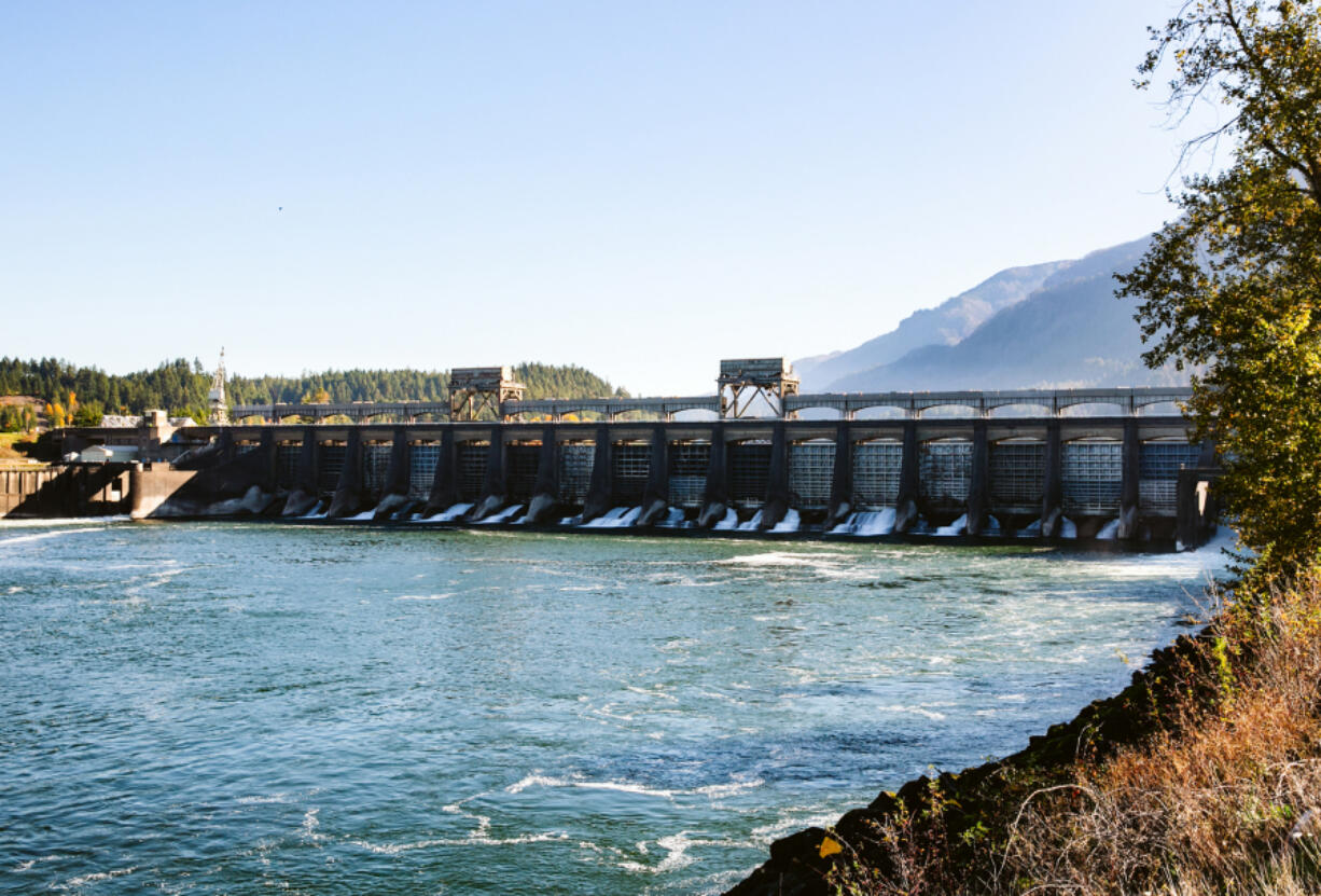 The massive Bonneville Dam is a national historic landmark.