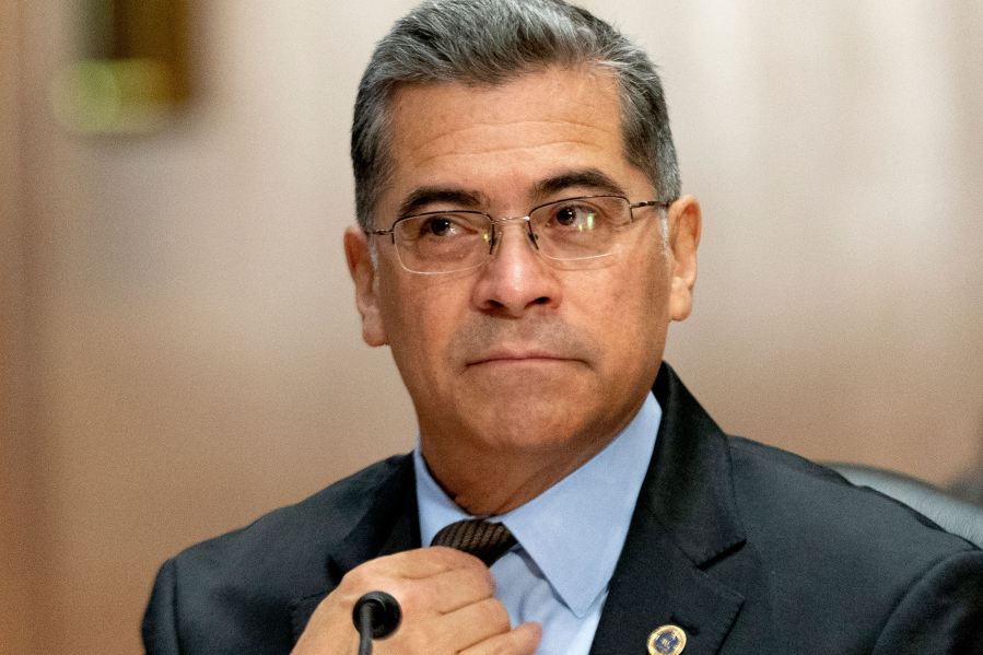 Health and Human Services Secretary Xavier Becerra testifies before the Senate Finance Committee on Capitol Hill on March 22, 2023, in Washington, D.C.
