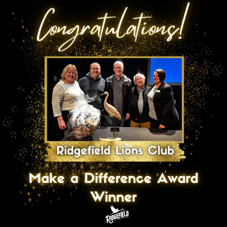 This year, at the 2023 State of the City address, the Ridgefield Lions Club was one of two winners awarded the inaugural Make a Difference Award.