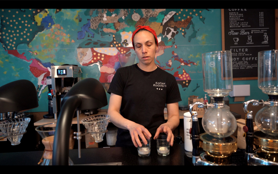 Seidy Selivanow is training to beat out 35 other U.S. competitors at the U.S. Coffee Championships in Portland on April 22 and 23. The milk for the coffee is freeze-distilled multiple times to enhance the creaminess and flavor.