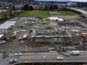 Construction continues on the new Skyview Station in Salmon Creek on Monday morning, April 17, 2023.
