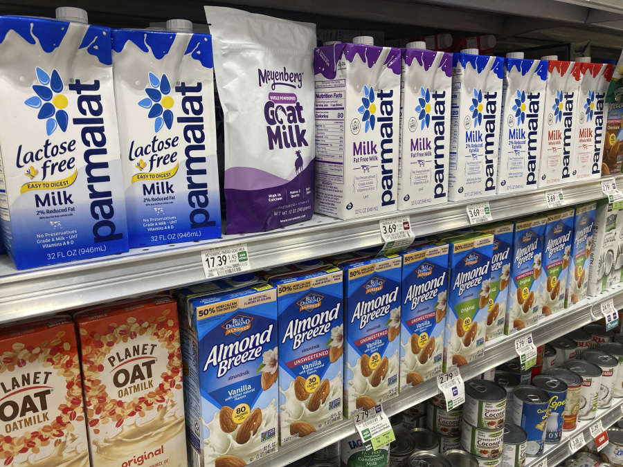 Boxed milk products are shown in a grocery store, Tuesday, April 11, 2023, in Surfside, Fla. On Wednesday, the Labor Department reports on U.S. consumer prices for March.