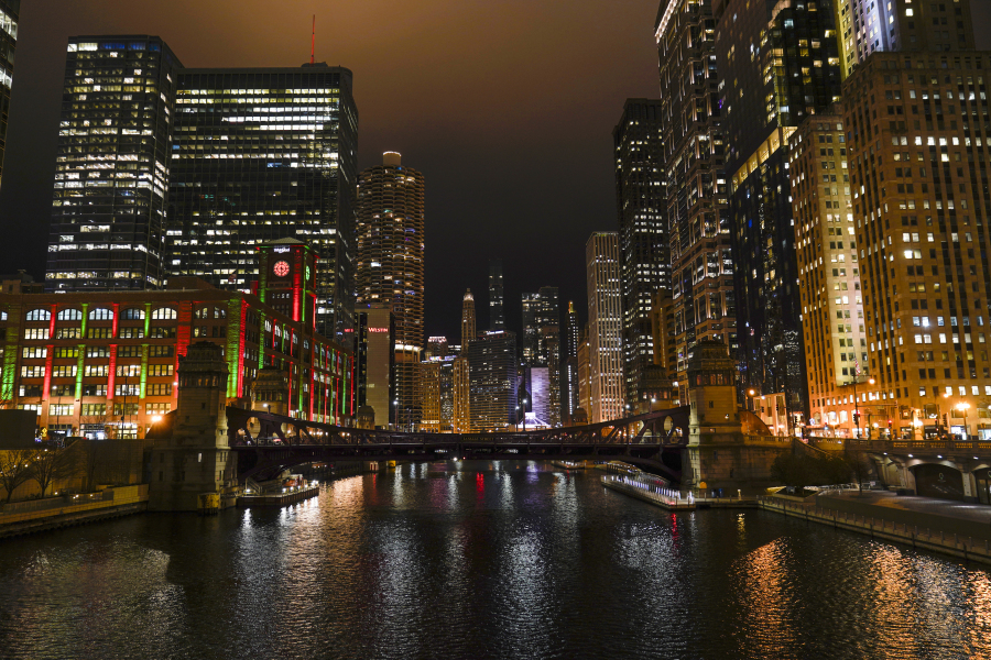 The Chicago skyline is seen along Chicago River Nov. 28, 2022, in Chicago. Democrats have chosen Chicago to host their 2024 national convention.