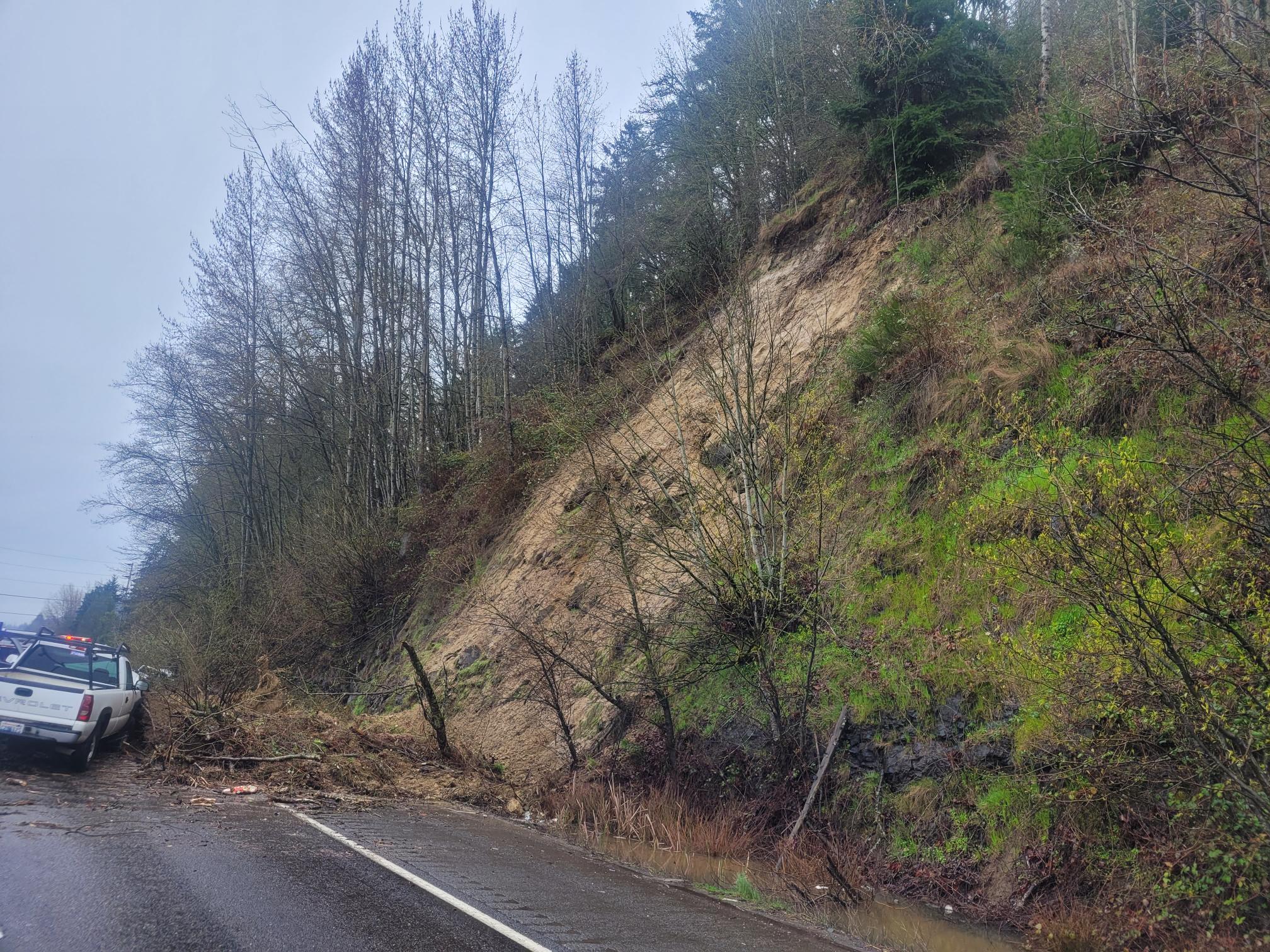 A landslide sent debris across all northbound lanes of Interstate 5 north of Woodland on Monday afternoon.