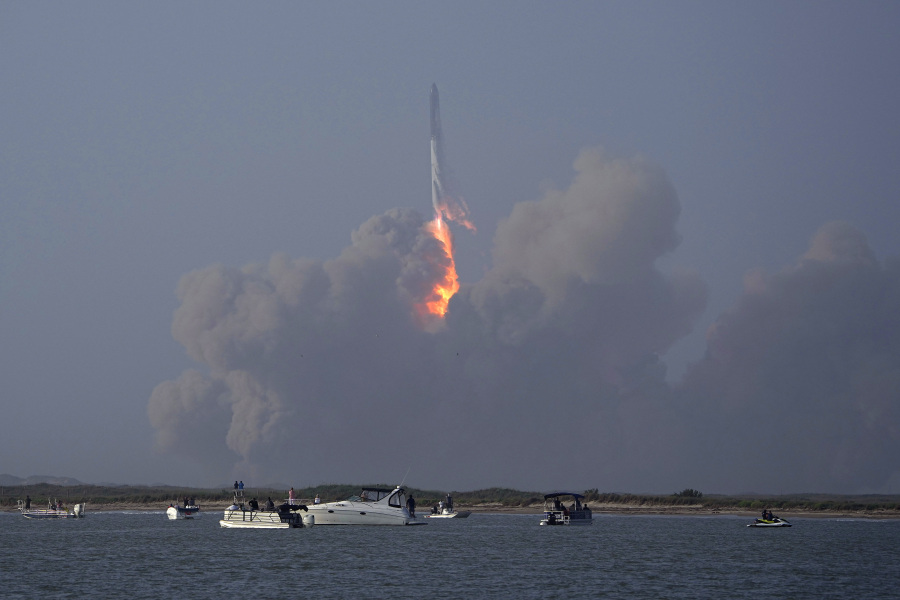 SpaceX's Starship launches from Starbase in Boca Chica, Texas, Thursday, April 20, 2023.