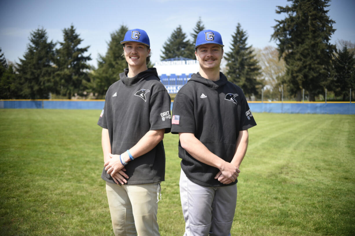 Clark College baseball players Justin Willis, left, and Nolan Hines have both signed to play at four-year colleges next season. Playing collegiate baseball in the United States was a long-held goal for the two Canadian players.