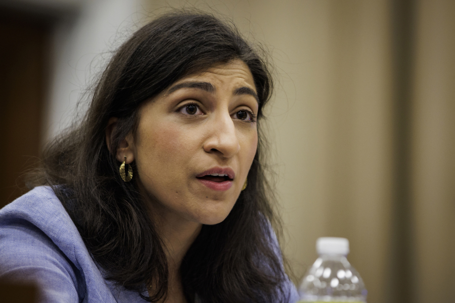 Lina Khan, Chair of the Federal Trade Commission (FTC), testifies during a House Committee on Appropriations Subcommittee on Financial Services hearing on the proposed budget request for the Federal Trade Commission and the Securities and Exchange Commission for fiscal year 2023 in Washington, D.C., on May 18, 2022.