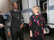 Rapper Snoop Dogg, left, and TV personality Martha Stewart attend the Comedy Central Roast of Justin Bieber at Sony Pictures Studios on March 14, 2015, in Los Angeles.