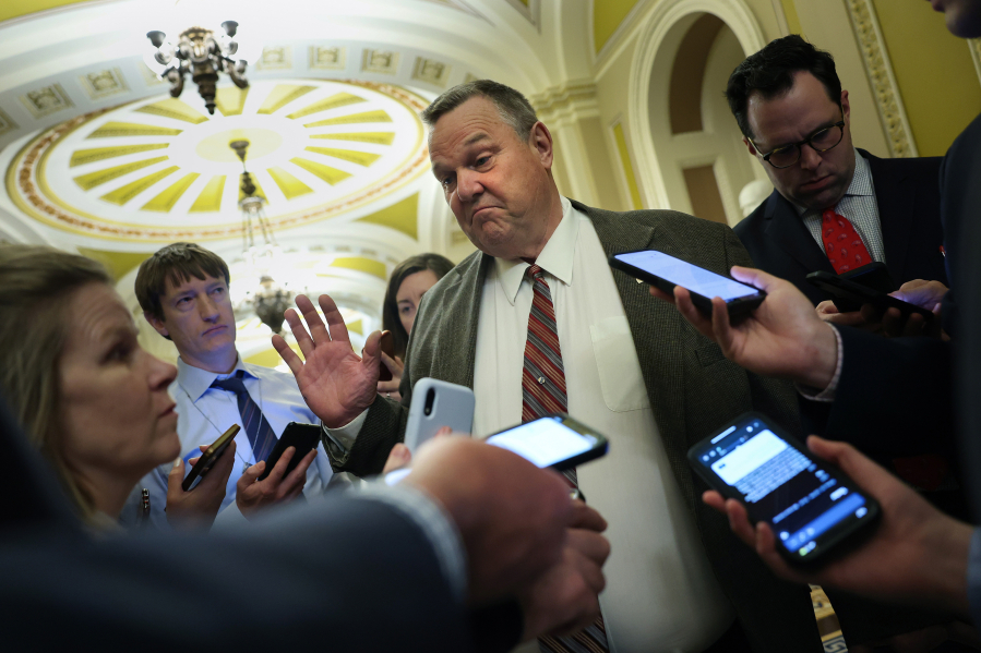 U.S. Sen. Jon Tester (D-MT) talks to reporters about the debt limit at the U.S. Capitol on May 1, 2023, in Washington, D.C. Treasury Secretary Janet Yellen said the U.S. could default on its debt as soon as June 1 if lawmakers do not increase the debt limit.