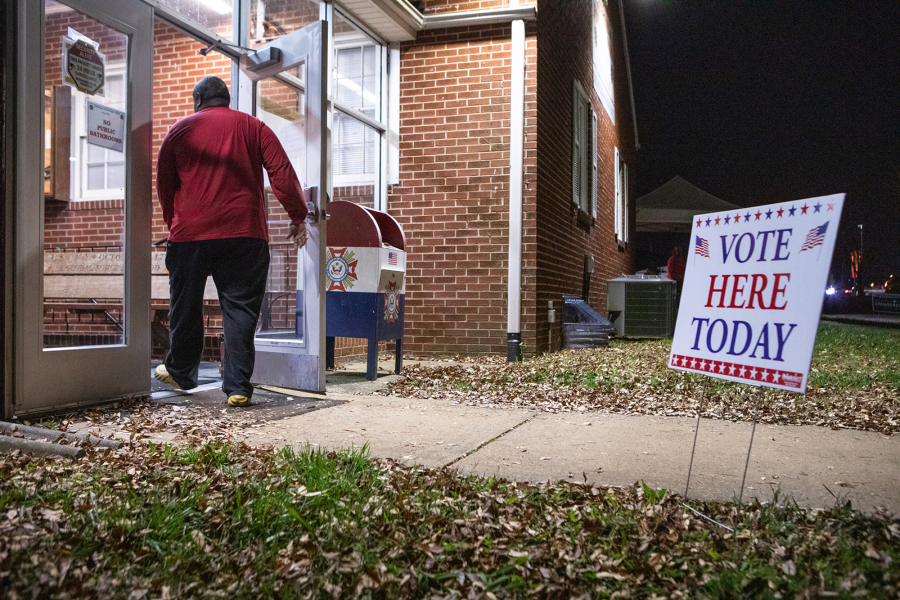 A voter arrives at the Veterans of Foreign Wars Post 3103 polling location on Nov. 8, 2022, in Fredericksburg, Virginia. After months of candidates campaigning, Americans are voting in the midterm elections to decide close races across the nation.