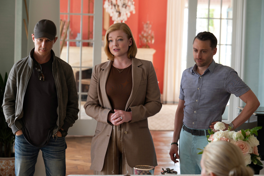 Jeremy Strong, from left, Sarah Snook and Kieran Culkin portray Roy siblings Kendall, Shiv and Roman, respectively, in HBO's "Succession." (HBO)