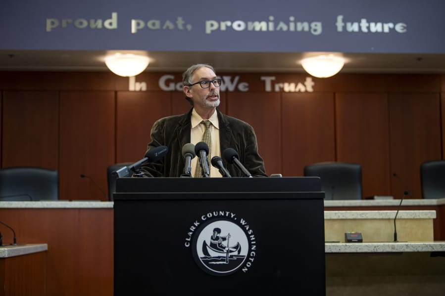 Dr. Alan Melnick, director of Clark County Public Health, addresses a news conference in 2020. At 8:30 a.m. Wednesday, May 24, 2023, the Clark County Board of Health will review the Raising Clark County project, which involves Public Health and other agencies.
