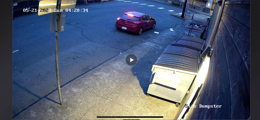 A car captured on surveillance video believed to be connected to a burglary Sunday morning at The Smokin' Oak in downtown Vancouver. The burglar stole about $25,000 worth of property, according to a restaurant Facebook post. The Vancouver police Property Crimes Unit is investigating.